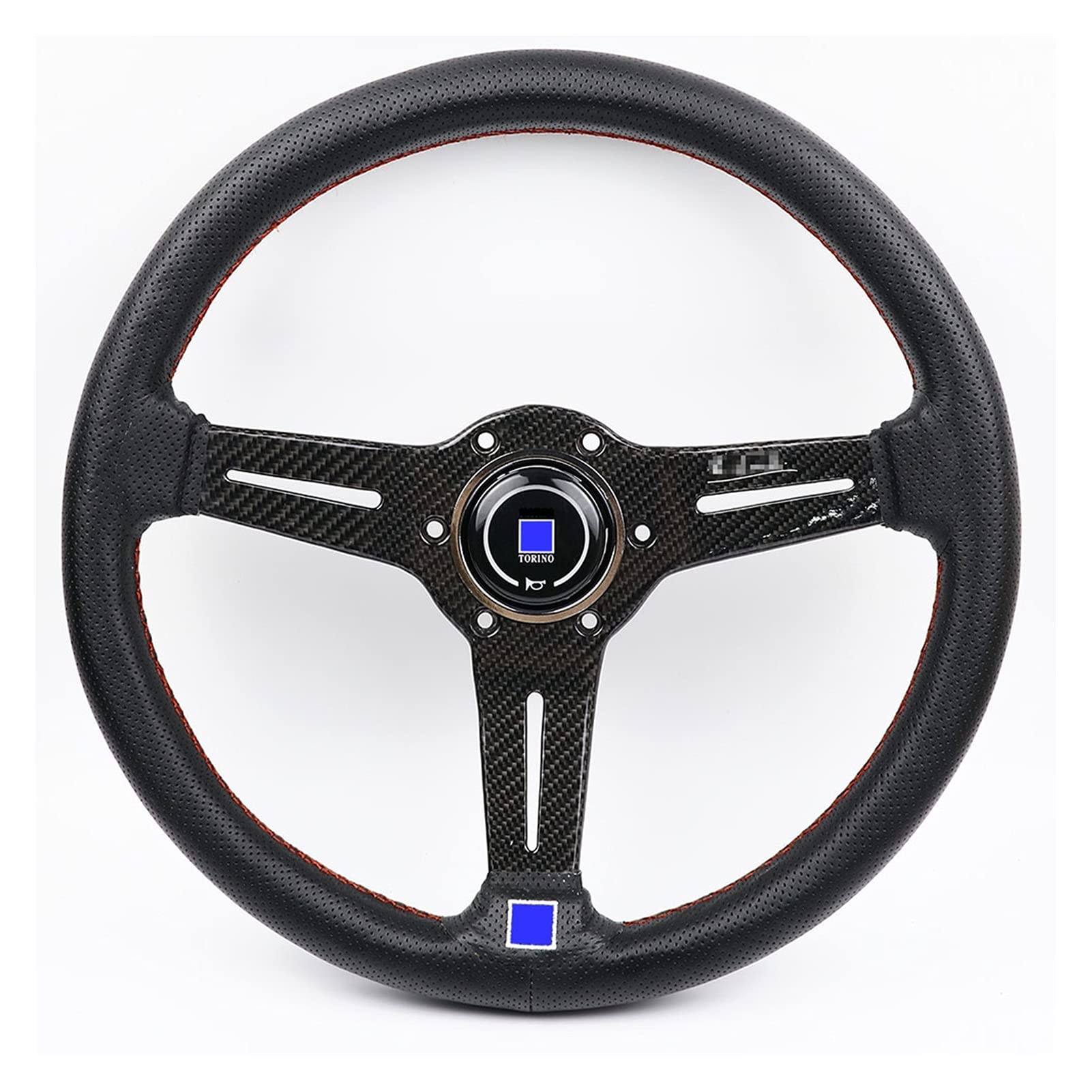 Sportlenkrad,Drifting Steering Wheel,Lenkrad Aluminium 14inch Echtleder Lenkrad Drift Sport Lenkräder(Carbon Fiber) von ZSXPBZL