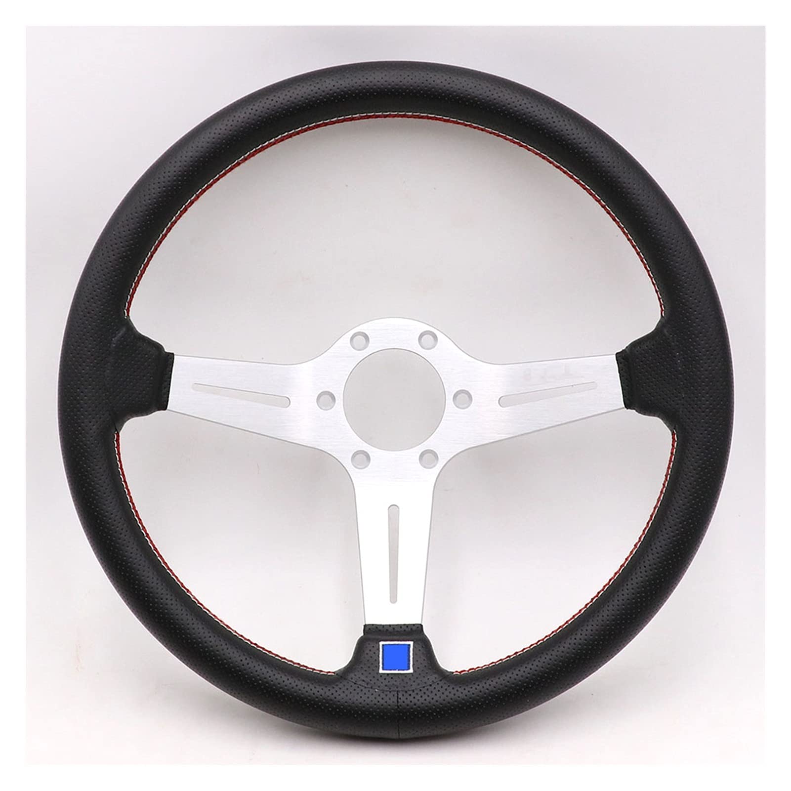 Sportlenkrad,Drifting Steering Wheel,Lenkrad Aluminium 14inch Echtleder Lenkrad Drift Sport Lenkräder(Silver) von ZSXPBZL