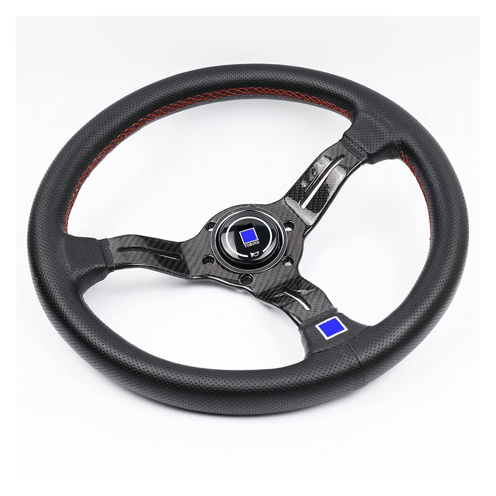 Sportlenkrad,Drifting Steering Wheel,Lenkrad Universal 14 Zoll / 345mm Echte Kohlefaser Echtes Leder Lenkrad Drift Sport Lenkräder(2) von ZSXPBZL