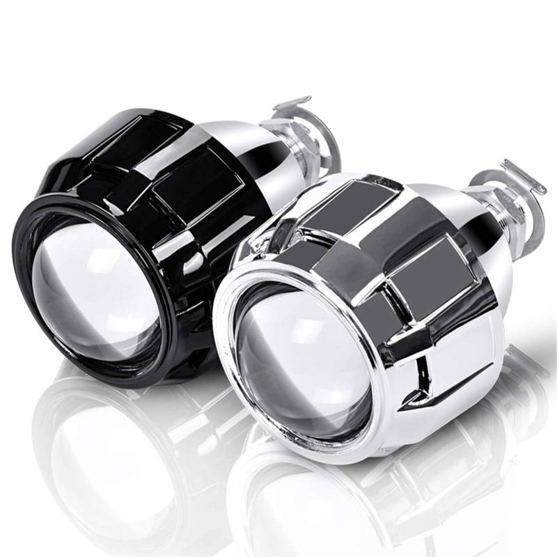 ZSXPBZL Angel Eyes LED Angel Eyes 2 Stück 2,5 Zoll Universal BI Xenon HID Projektor Linse Silber Schwarz H1 Xenon LED Leuchtmittel H4 H7 Motorradscheinwerfer H4 (Farbe: 2 Stück Black RHD) von ZSXPBZL