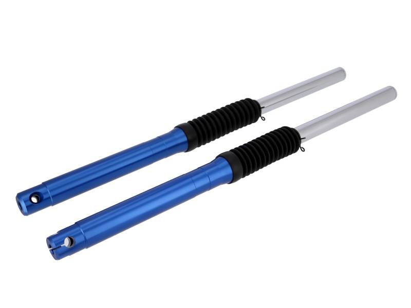 Set: ZT-Tuning Telegabel Blau eloxiert, für Trommelbremse, hydraulische Dämpfung - für Simson S50, S51, S70, S53, S83 von ZT-Tuning