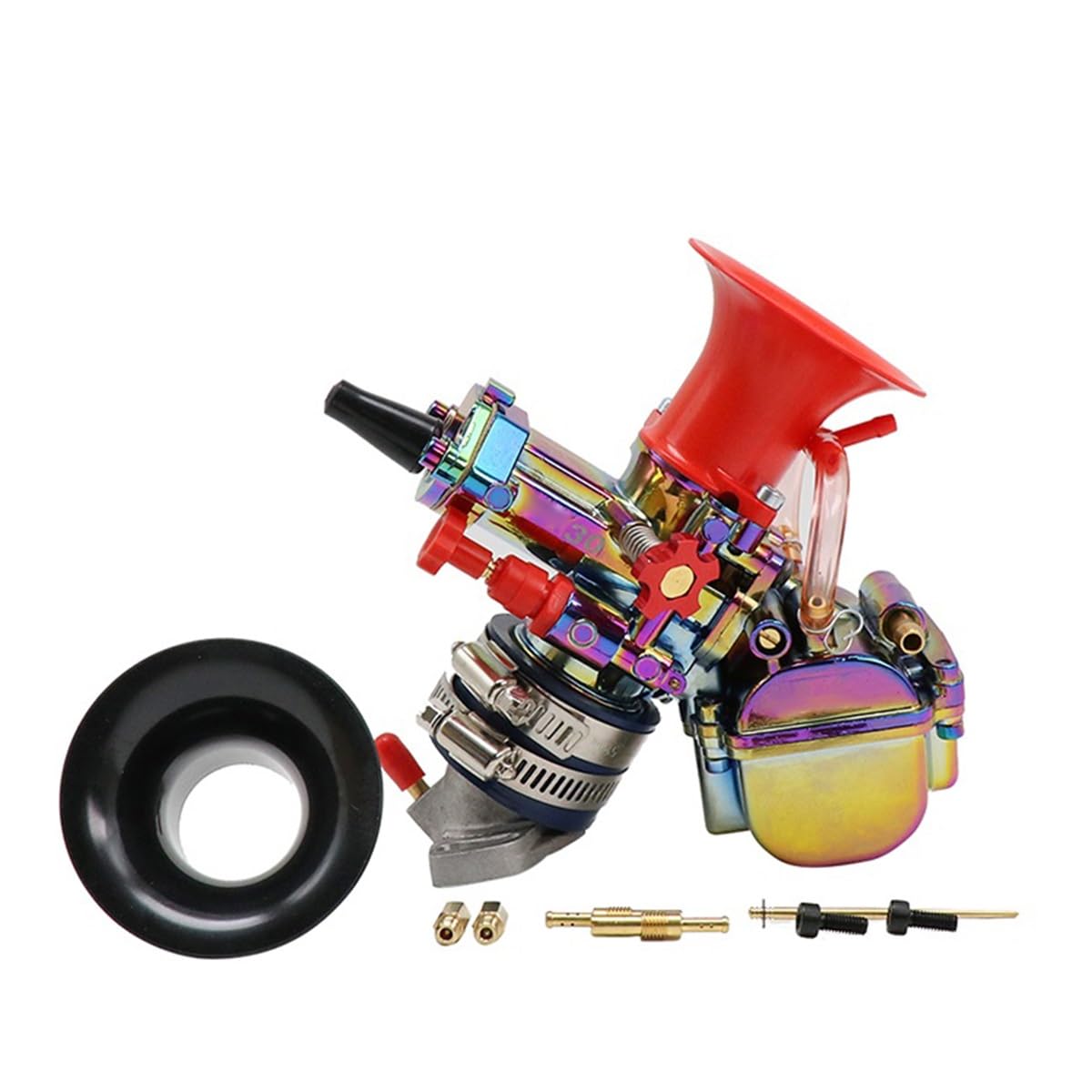 ZTBH Vergaser-Kit 28/30 Motorrad-Vergaser-Dual-Stack-Vergaser-Power-Up-Kit Vergaser(30mm Colorful) von ZTBH