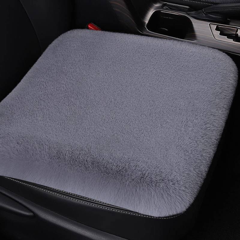 ZTENG Flauschige Pelz-Autositz-Kissen, universal fit Plüsch Auto Sitzkissen, Winter Warm Autositz Protector (Grau, 1 Stück Frontpolster) von ZTENG