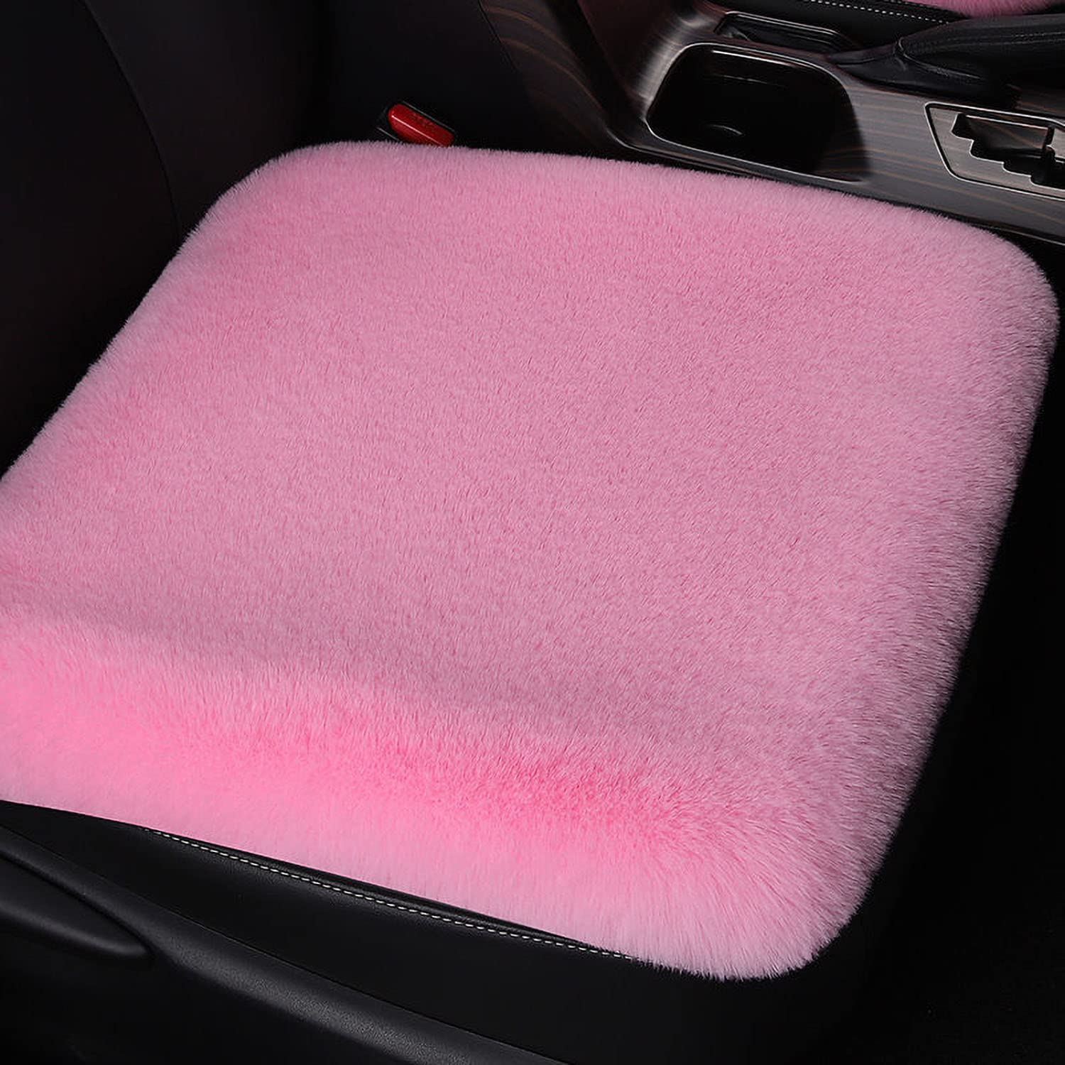 ZTENG Flauschige Pelz-Autositz-Kissen, universal fit Plüsch Auto Sitzkissen, Winter Warm Autositz Protector (Rosa, 1 Stück Frontpolster) von ZTENG