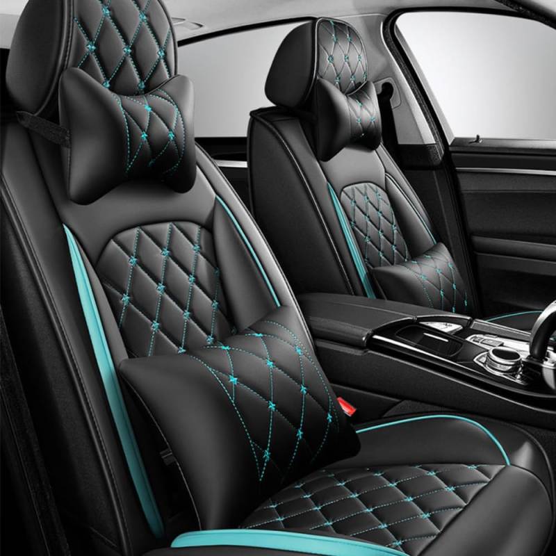 ZUBIX Auto Schonbezüge für Kia Picanto Morgen TA 2011-2017, Leder Autositzbezüge Allwetter Auto Sitzbezüge Set Atmungsaktiv Sitzschoner,Deluxe-Black-Green von ZUBIX