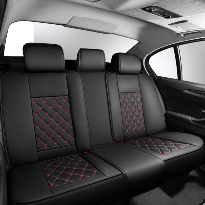 ZUBIX Auto Schonbezüge für Seat Alhambra Arosa Exeo Toledo Altea Cordoba, Leder Autositzbezüge Allwetter Auto Sitzbezüge Set Atmungsaktiv Sitzschoner,Standard- Black-red von ZUBIX