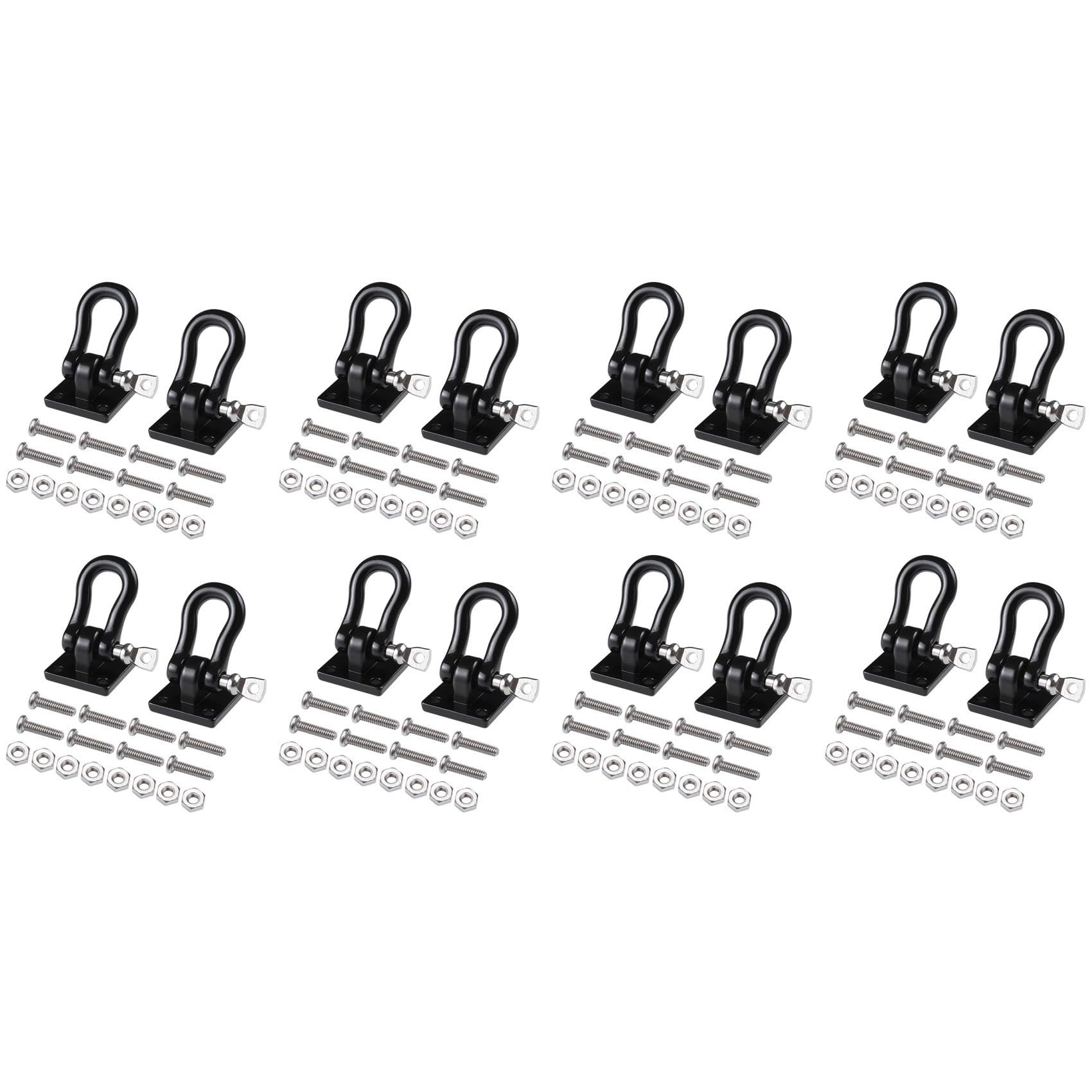 ZUHEGELA 16Pcs Anhänger Abschleppschnalle Abschlepphaken Metall Kletteranhänger Schäkel für 1/10 RC Car Truck Climbing Car (Schwarz) von ZUHEGELA