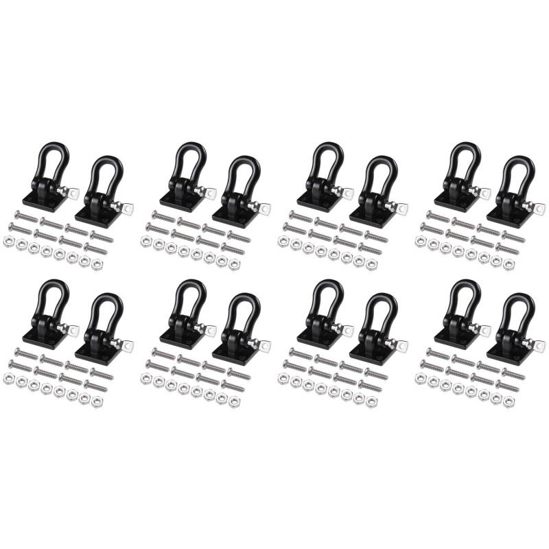 ZUHEGELA 16Pcs Anhänger Abschleppschnalle Abschlepphaken Metall Kletteranhänger Schäkel für 1/10 RC Car Truck Climbing Car (Schwarz) von ZUHEGELA