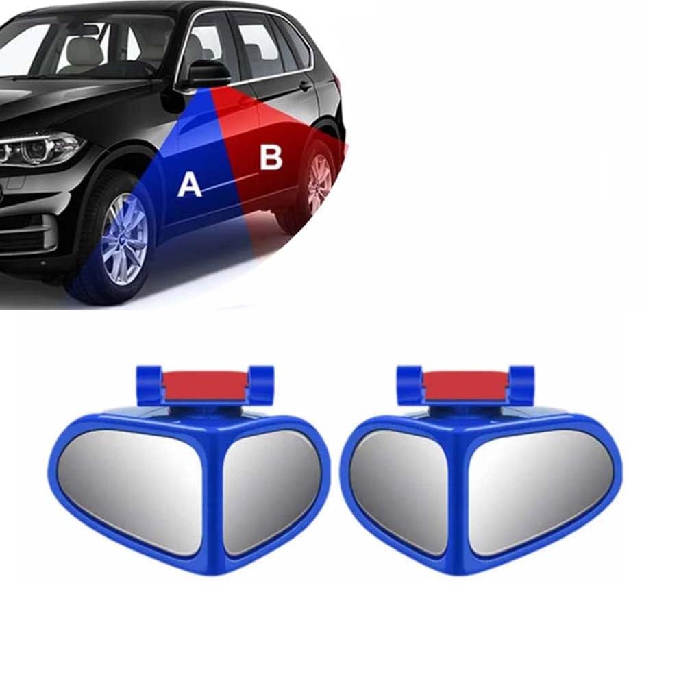 2 Stücks Car Reversing Round Mirror,2 in 1 Auto Toter Winkel Spiegel,Auto Toter Winkel Spiegel,HD-Glas Spiegel mit breitem Blickwinkel, Zusatzspiegel Auto Außen für Autos,Lastwagen und SUV (Blau) von ZUICC