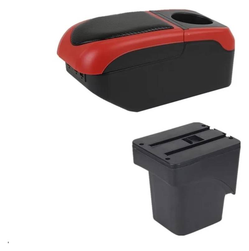 Mittelkonsolen Für Kfz Für Ford Focus 2 Einfach Zu Installierende Auto-Armlehnenbox Auto-Armlehnen-Aufbewahrungsbox Innenraum Nachrüstung USB-Ladeaschenbecher Armlehnen(S1 Black-red 6usb) von ZUKPHBWYWK