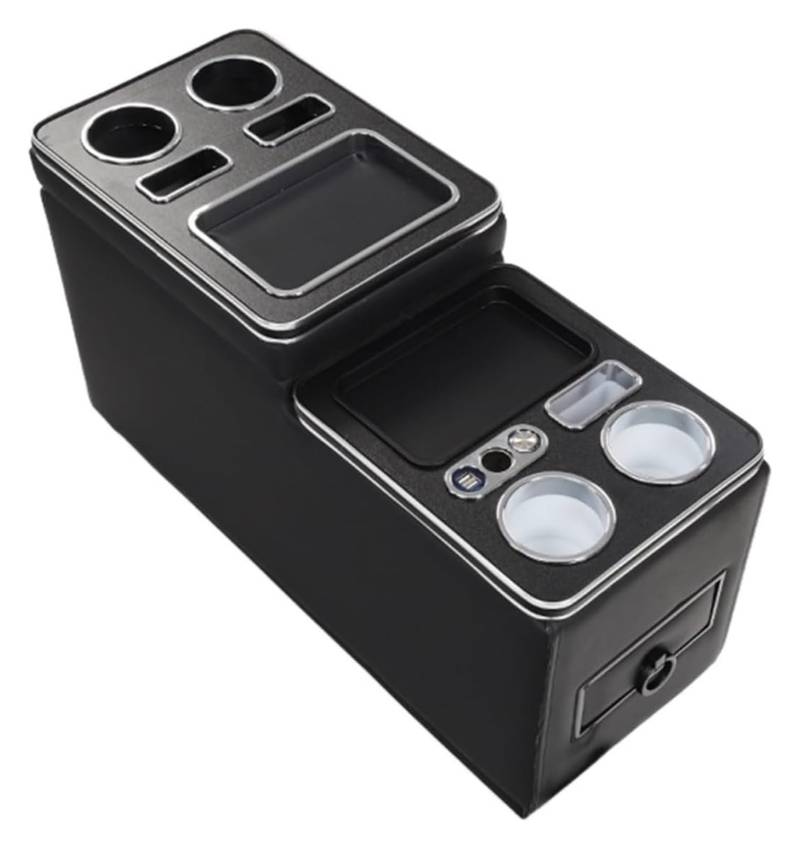 Mittelkonsolen Für Kfz Für HYUNDAI Für PALISADE 2020-2022 Auto Center Console Armlehne Storage Box Mit USB Umgebungs Licht Center Console Storage Box Armlehnen(Model B) von ZUKPHBWYWK