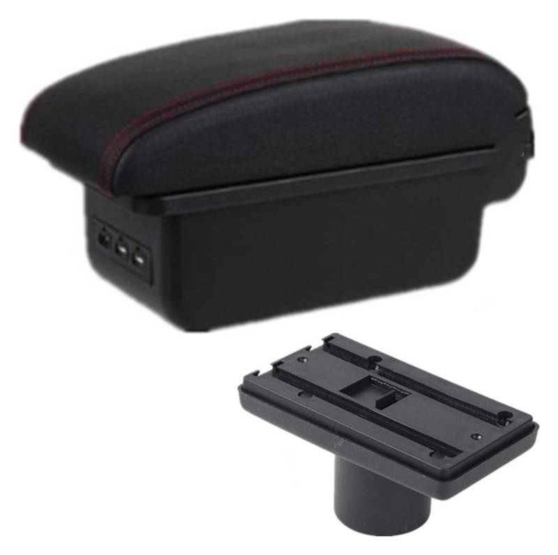 Mittelkonsolen Für Kfz Für Sitz Für Ibiza 6j Für Ibiza 6L Mittelkonsole Aufbewahrungsbox Auto Armlehnen Auto Armlehne Box Zentrale Aufbewahrungsbox Innen Nachrüstung USB Armlehnen(B1 Style Red Line) von ZUKPHBWYWK