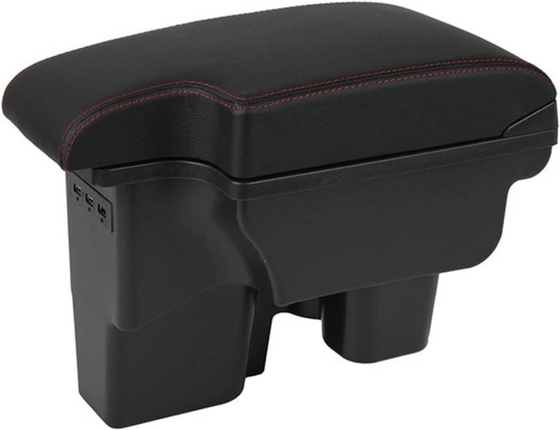 Mittelkonsolen Für Kfz Für T&oyota Für Hilux Center Console Storage Box Auto Armlehnen Auto Armlehne Box Lagerung Inhalt Versenkbare USB Auto Armlehne Box Armlehnen(Black Red Line) von ZUKPHBWYWK