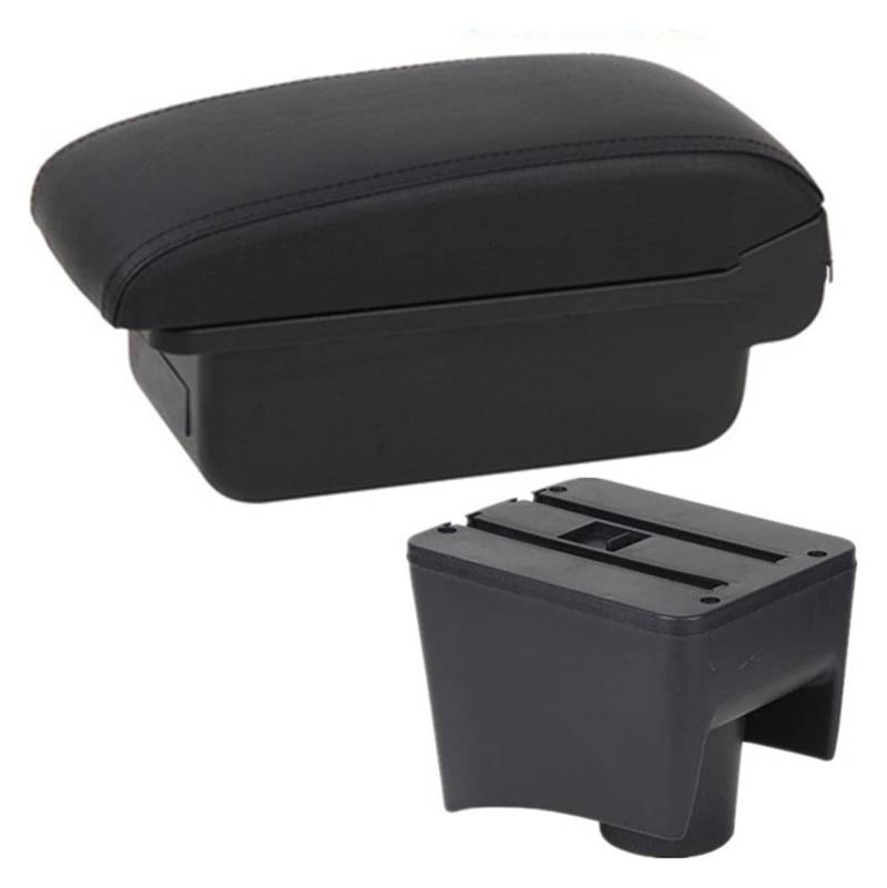 Mittelkonsolen Für Kfz Für VW Für POLO Mk5 6R Für Vento 2010-2018 Auto Armlehne Box Zentrum Speicher Box Auto Zubehör Mit USB Center Console Storage Box Armlehnen(A Black Black Line) von ZUKPHBWYWK