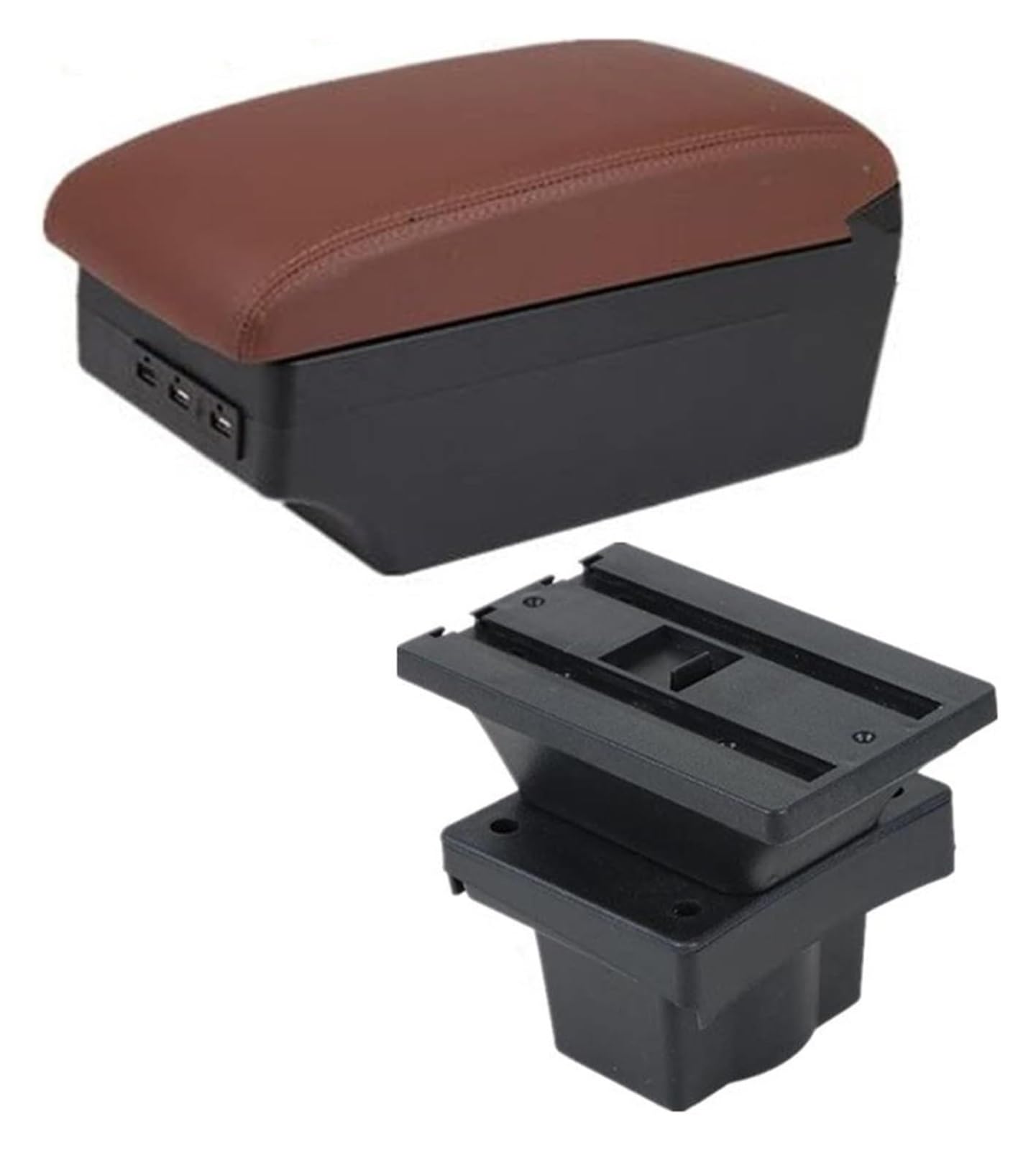 Mittelkonsolen Für Kfz Für VW Für Polo 2019 2020 2021 2022 2023 Auto Armlehne Box Zentrale Lagerung Box Mit USB Center Konsole Lagerung Box Armlehnen(C Brown 7usb) von ZUKPHBWYWK