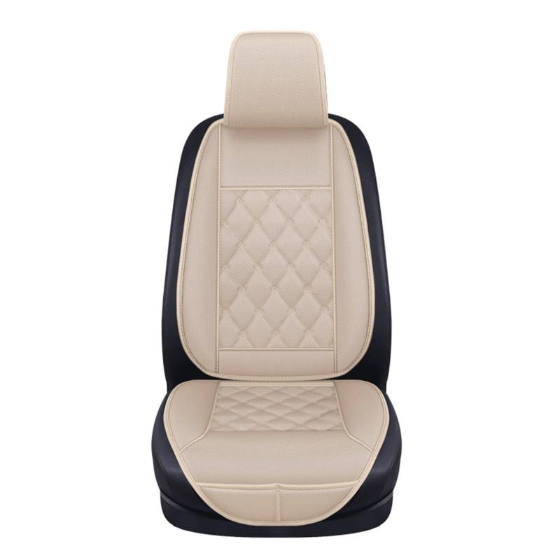 ZUKPHBWYWK Autositzbezüge Auto-Sitzkissen, Leder-Sitzbezug, Autositz-Schutzkissen, Auto-Vordersitzbezüge. Sitzbezug(Beige,1 x High Back Seat Covers) von ZUKPHBWYWK