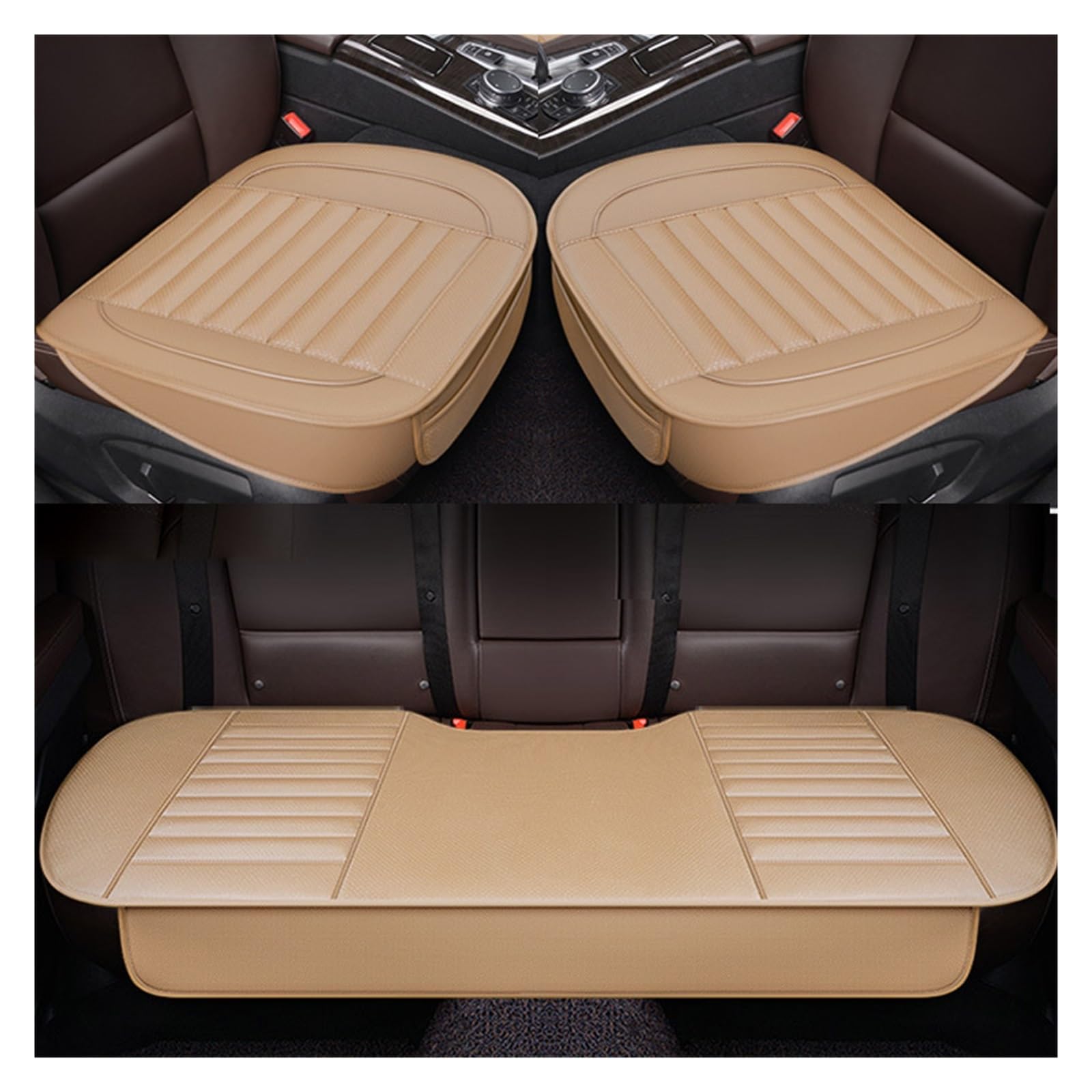 ZUKPHBWYWK Autositzbezüge Autositzbezüge aus PU-Leder, Schutz für Autositze, Matten, Sitzkissen, Leder. Sitzbezug(Beige,Set of seat Covers) von ZUKPHBWYWK