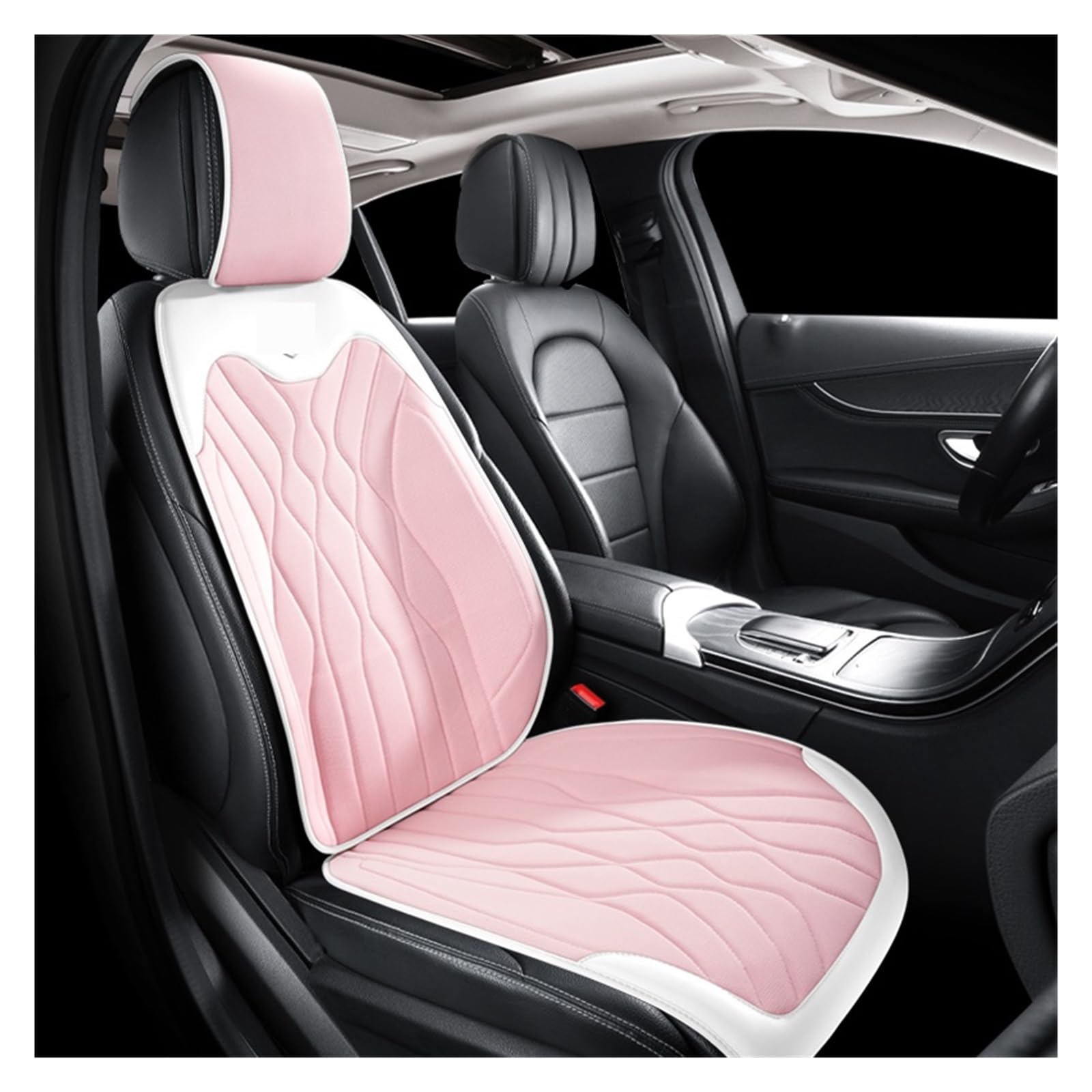 ZUKPHBWYWK Autositzbezüge Autositzbezug, Auto-Sitzkissen, Auto-Innenausstattung, Auto-Vordersitzbezüge, Autobezüge. Sitzbezug(White pink,1xHigh Back Seat Covers) von ZUKPHBWYWK