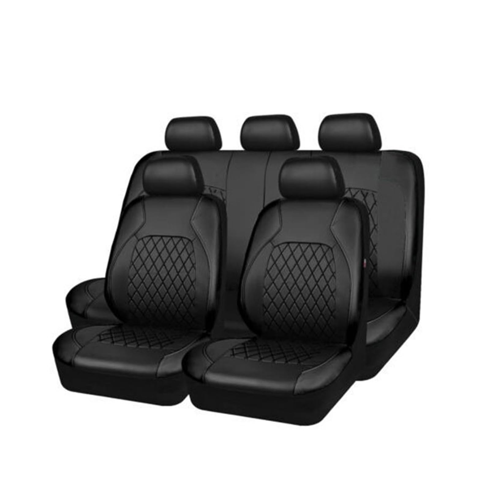 ZUKPHBWYWK Autositzbezüge Autositzbezug, Rautenförmiges Leder, Autositzschutzbezug, Autoinnenausstattung. Sitzbezug(Schwarz,9-Piece) von ZUKPHBWYWK