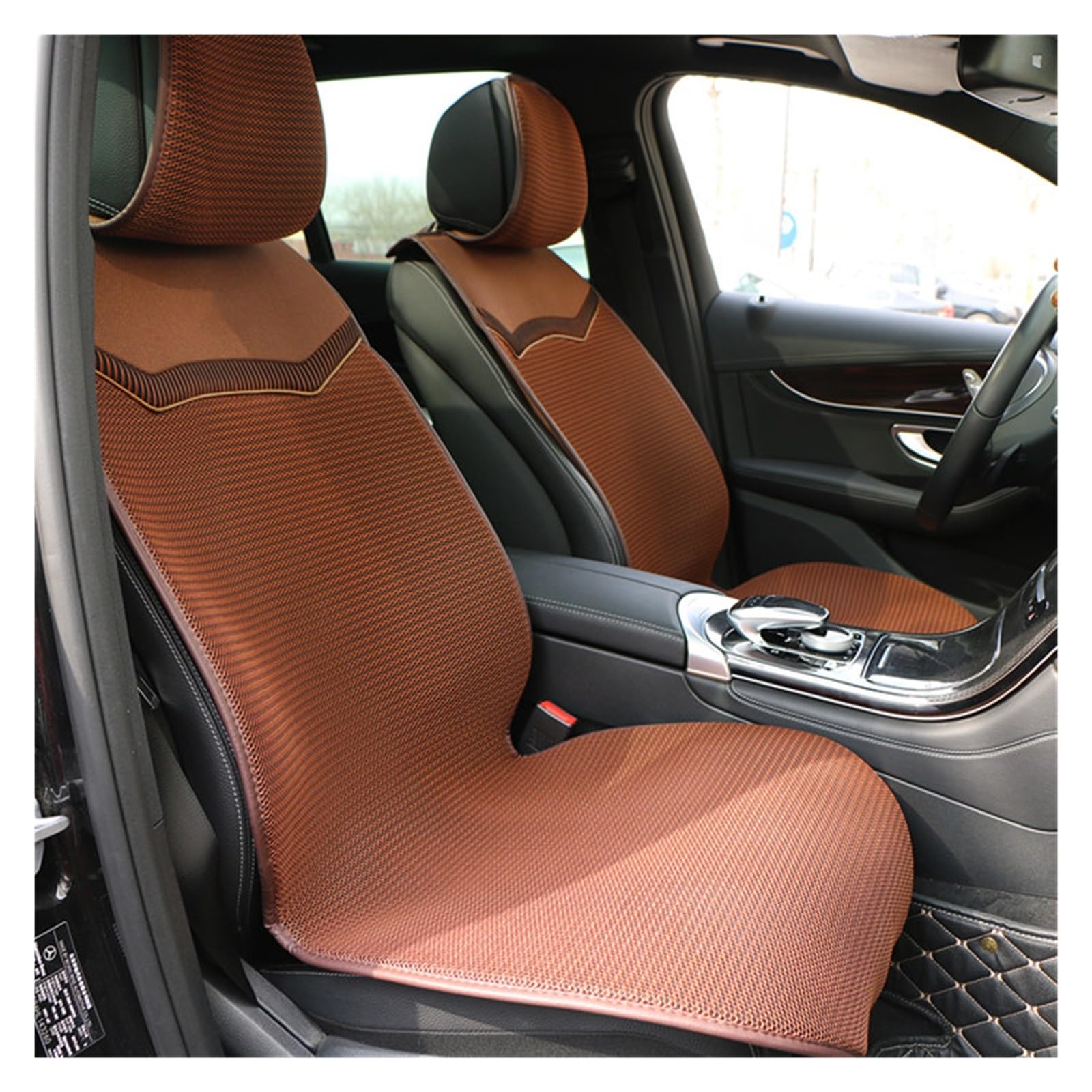 ZUKPHBWYWK Autositzbezüge Autositzbezug / 3D-Air-Mesh-Autositzkissenmatten, passend für die meisten Autos, LKWs, SUVs, schützt die Sitze. Sitzbezug(Braun,2xHigh Back Seat Covers) von ZUKPHBWYWK