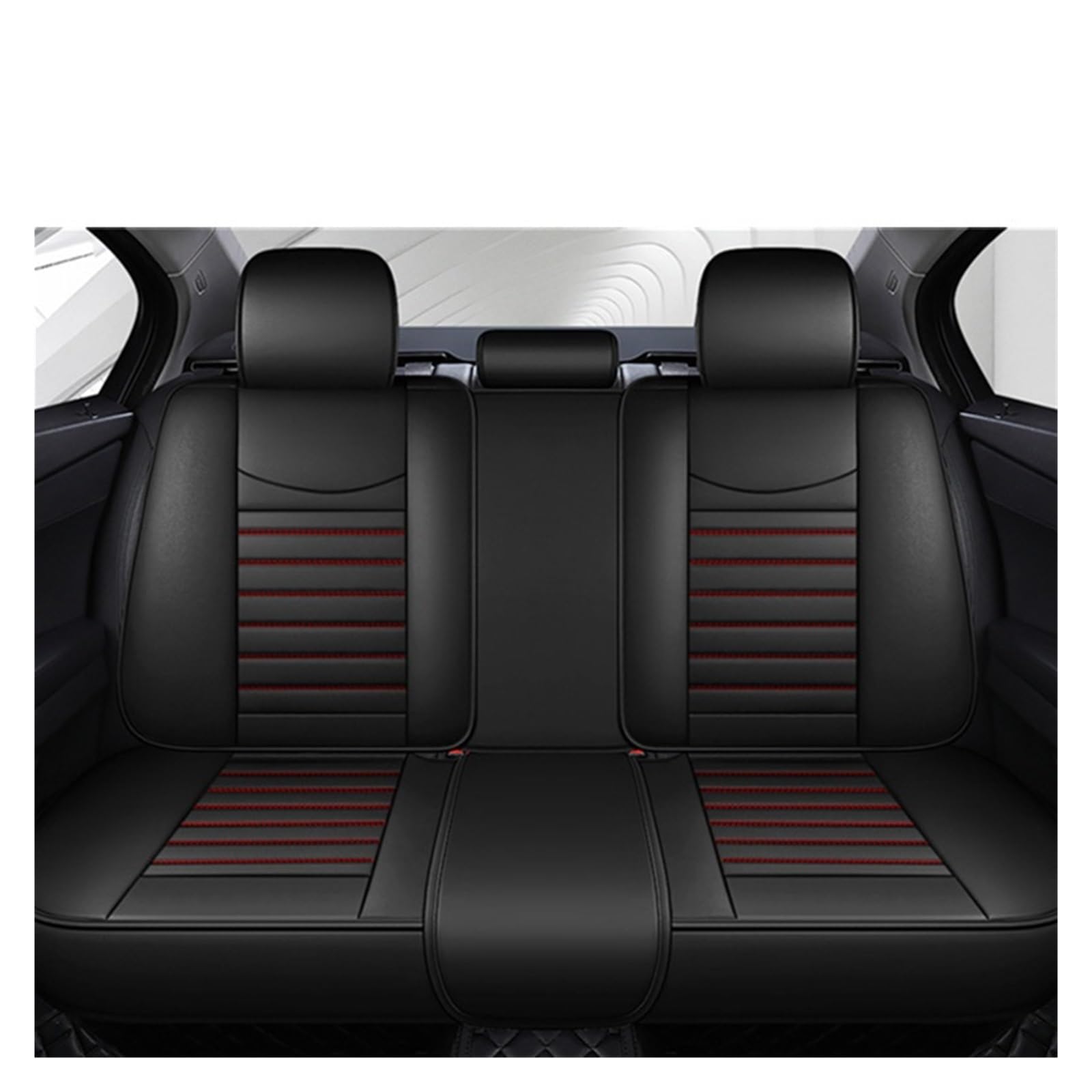 ZUKPHBWYWK Autositzbezüge Autositzbezug PU-Leder Universal-Autositzbezüge schützen Kissen Innenraum Auto vorne/hinten Stühle Kissen. Sitzbezug(rot,1 PCS Rear Seat Covers) von ZUKPHBWYWK