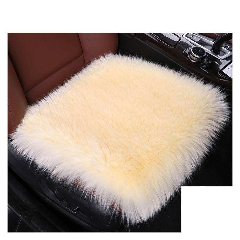 ZUKPHBWYWK Autositzbezüge Autositzkissen, Winter, Rückenfrei, Monolithisches Sitzkissen, Winterauto, Warme Wolle, Kurzes Plüsch-Sitzkissen. Sitzbezug(Beige,1PC Front Seat Cushion) von ZUKPHBWYWK