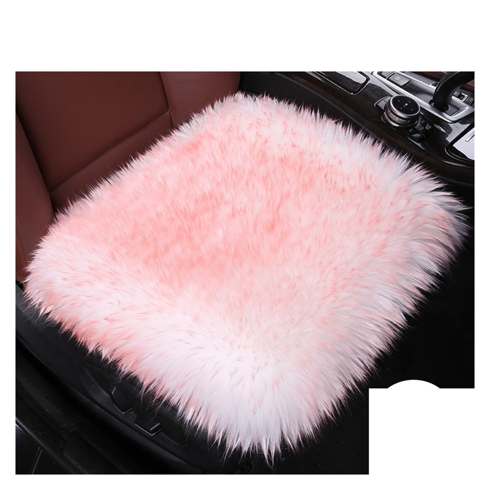 ZUKPHBWYWK Autositzbezüge Autositzkissen, Winter, Rückenfrei, Monolithisches Sitzkissen, Winterauto, Warme Wolle, Kurzes Plüsch-Sitzkissen. Sitzbezug(Rosa,1PC Front Seat Cushion) von ZUKPHBWYWK