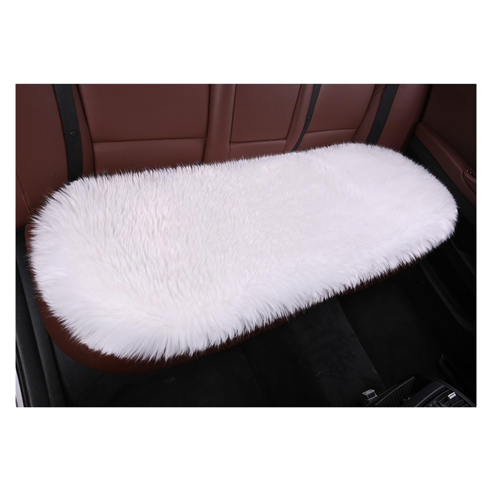 ZUKPHBWYWK Autositzbezüge Autositzkissen, Winter, Rückenfrei, Monolithisches Sitzkissen, Winterauto, Warme Wolle, Kurzes Plüsch-Sitzkissen. Sitzbezug(Weiß,1 PC Rear Seat Cushion) von ZUKPHBWYWK