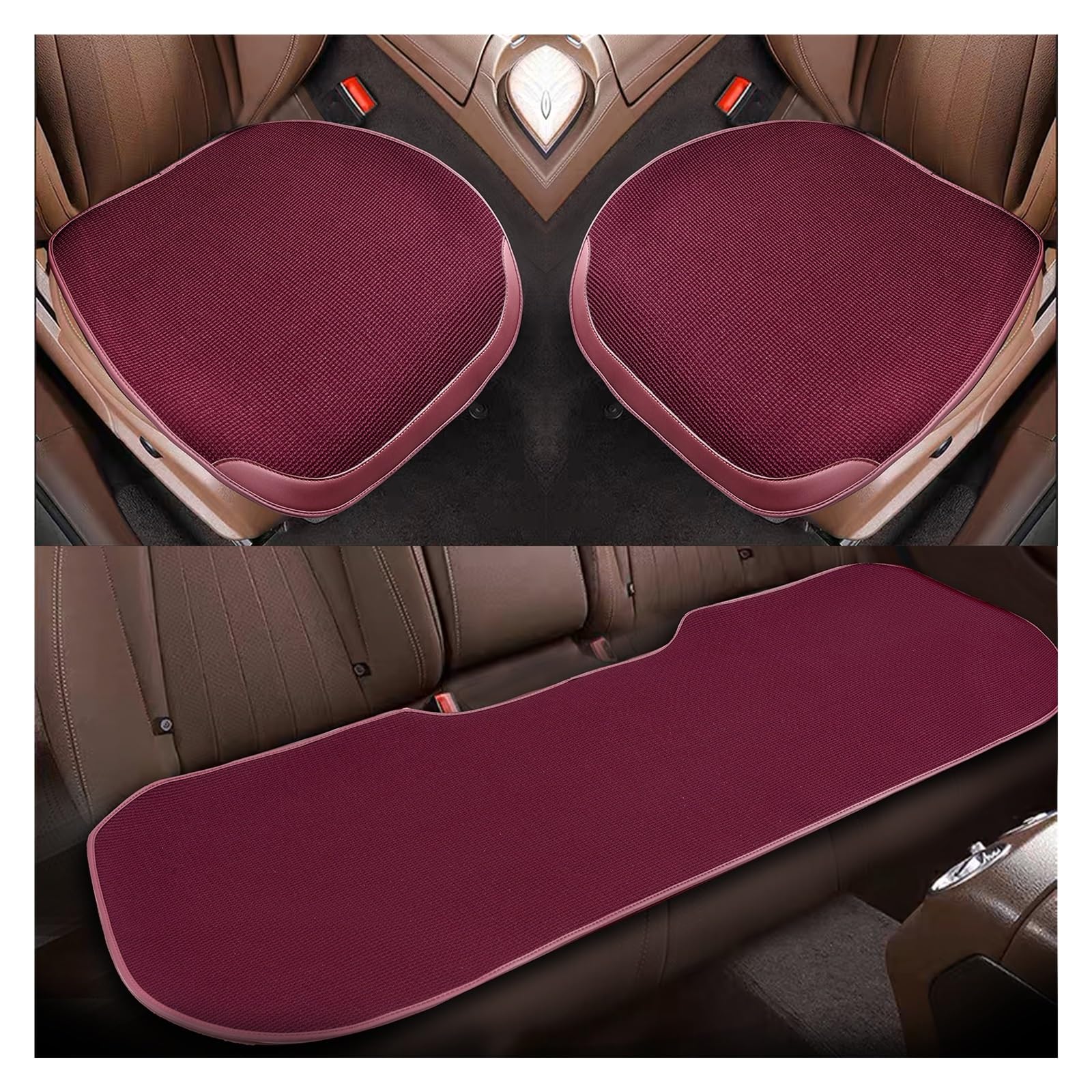 ZUKPHBWYWK Autositzbezüge Bequeme und atmungsaktive Forbell-Autositzbezüge mit Eisseiden-Autositzkissen. Sitzbezug(rot,Set of seat Covers) von ZUKPHBWYWK