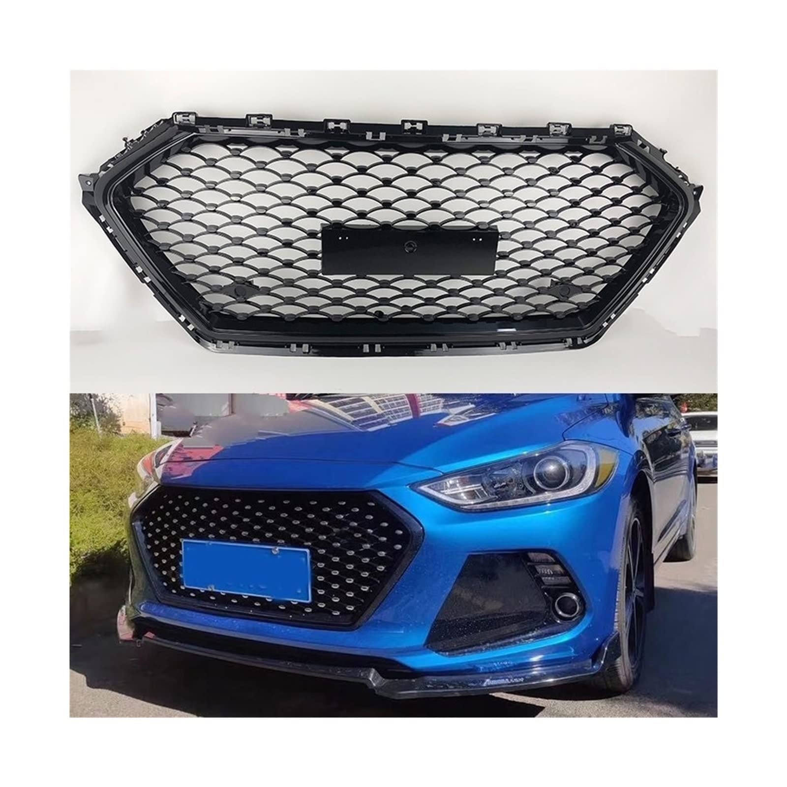 ZUKPHBWYWK Autositzbezüge Frontstoßstangen-Racing-Kühlergrill Mit Wabenmuster Und Rautenmuster Für H&yundai Für Elantra 2016-2018 Sitzbezug(Diamond Style) von ZUKPHBWYWK