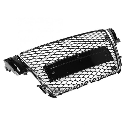 ZUKPHBWYWK Autositzbezüge Für A5 Für B8 Für S5 Für S-Line 2008-2011 Front-Racing-Grill, Verchromter Rahmen, Sport-Stoßstange, Mesh-Wabenschutz Sitzbezug(Chrome Frame Emblem) von ZUKPHBWYWK