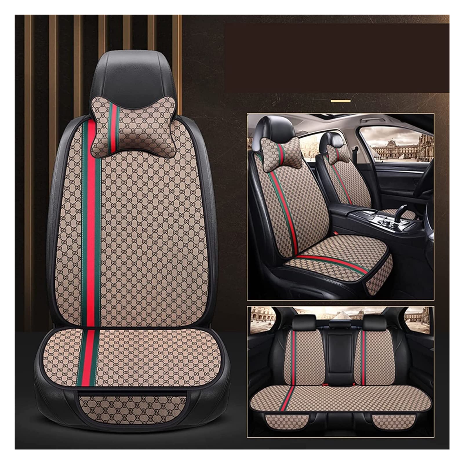 ZUKPHBWYWK Autositzbezüge Für M&ini Cooper Countryman Car Seat Clovers Set Universal Auto Kissen Set Atmungsaktive Autozubehör Innenauflage Sitzbezug(Braun) von ZUKPHBWYWK