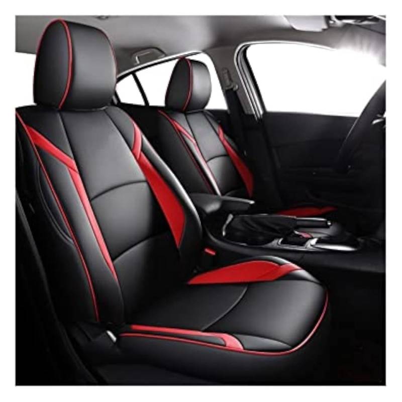 ZUKPHBWYWK Autositzbezüge Für Mazda 3 Für Axela 2014 2015 2016 2017 2018 2019 Custom Interior 5-Sitz Auto Sitz Abdeckung Volle Set Sitzbezug(Black red) von ZUKPHBWYWK