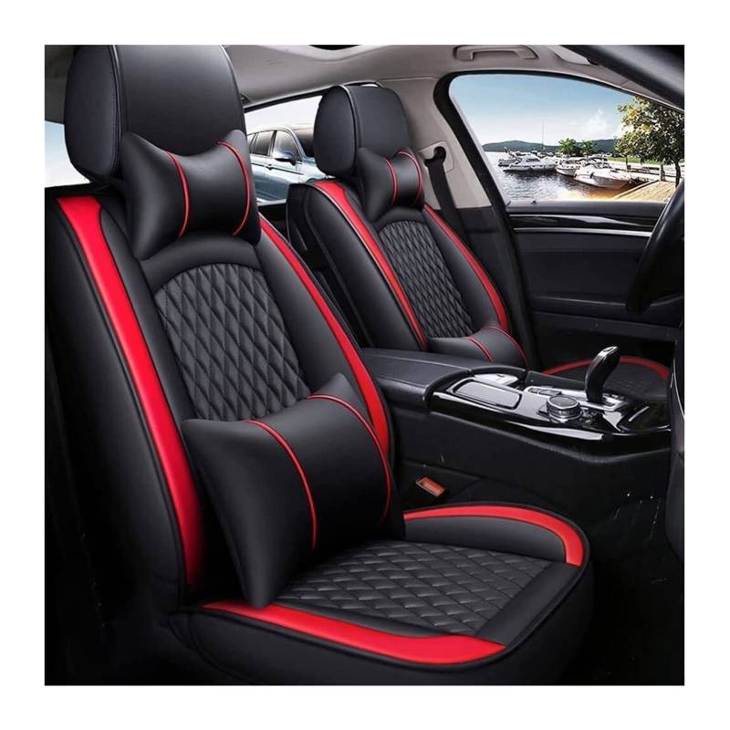 ZUKPHBWYWK Autositzbezüge Für R&ENAULT Shuttle Custom Car Seat Covers Full Set Ledersitzabdeckung Protector Vordere Hinterkissen Protektoren Alle Jahreszeiten Auto Sitzbezug(Black-red,Luxury) von ZUKPHBWYWK