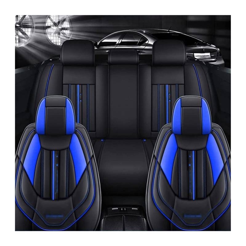 ZUKPHBWYWK Autositzbezüge Für S&Uzuki Ignis Custom Car-Sitzbezüge Full Set Ledersitzschutz-Protektor-Vorderer Hinterer Kissen Protektoren Alle Jahreszeiten Auto Sitzbezug(Black-Blue) von ZUKPHBWYWK