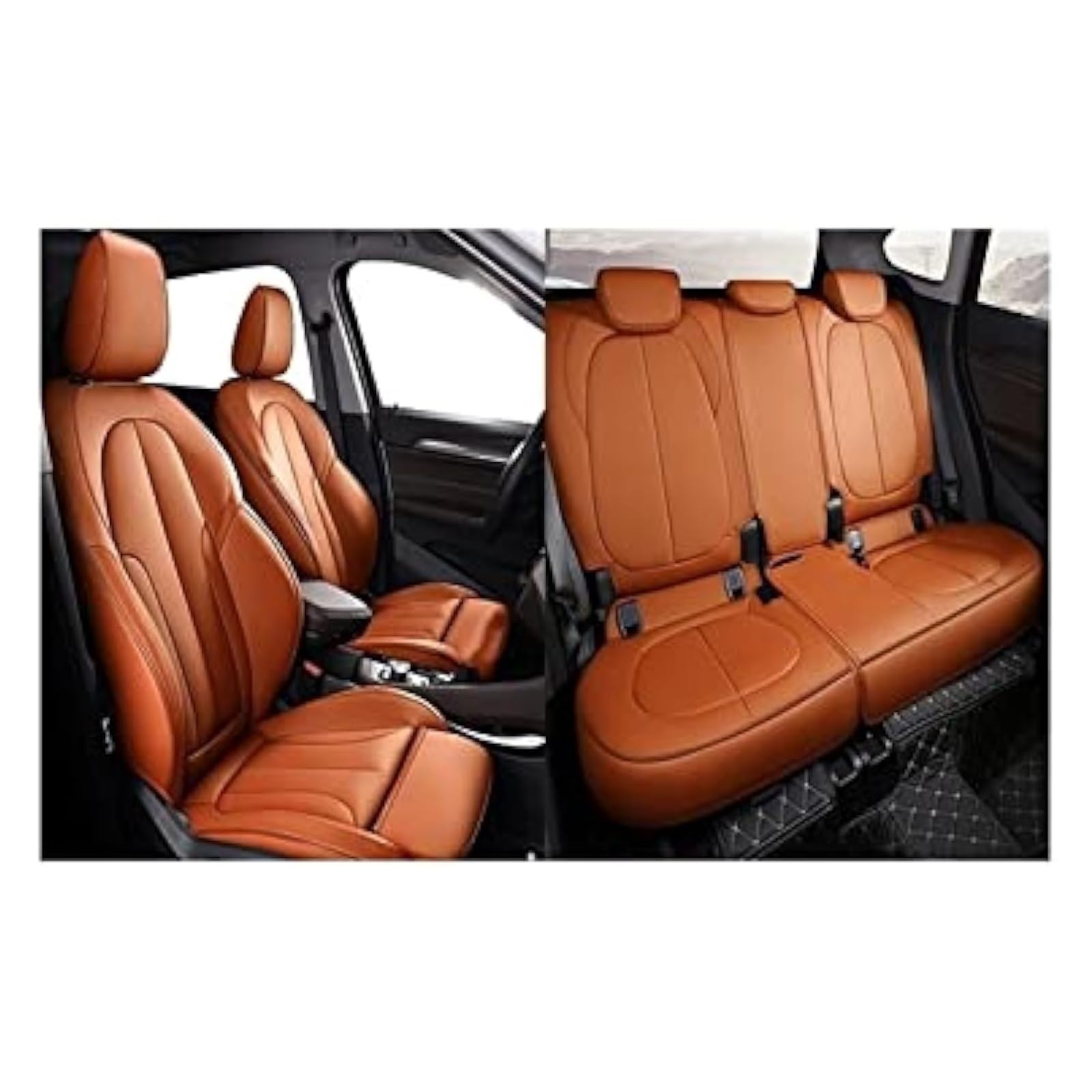 ZUKPHBWYWK Autositzbezüge Für TT A4 B8 A3 8l 8p 8v Q2 A5 Für Sportback C5 A6 A7 A8 Q3 Q5 Q7 Custom Leder Autositzbezüge Sitzbezug(5 Seats-Orange) von ZUKPHBWYWK