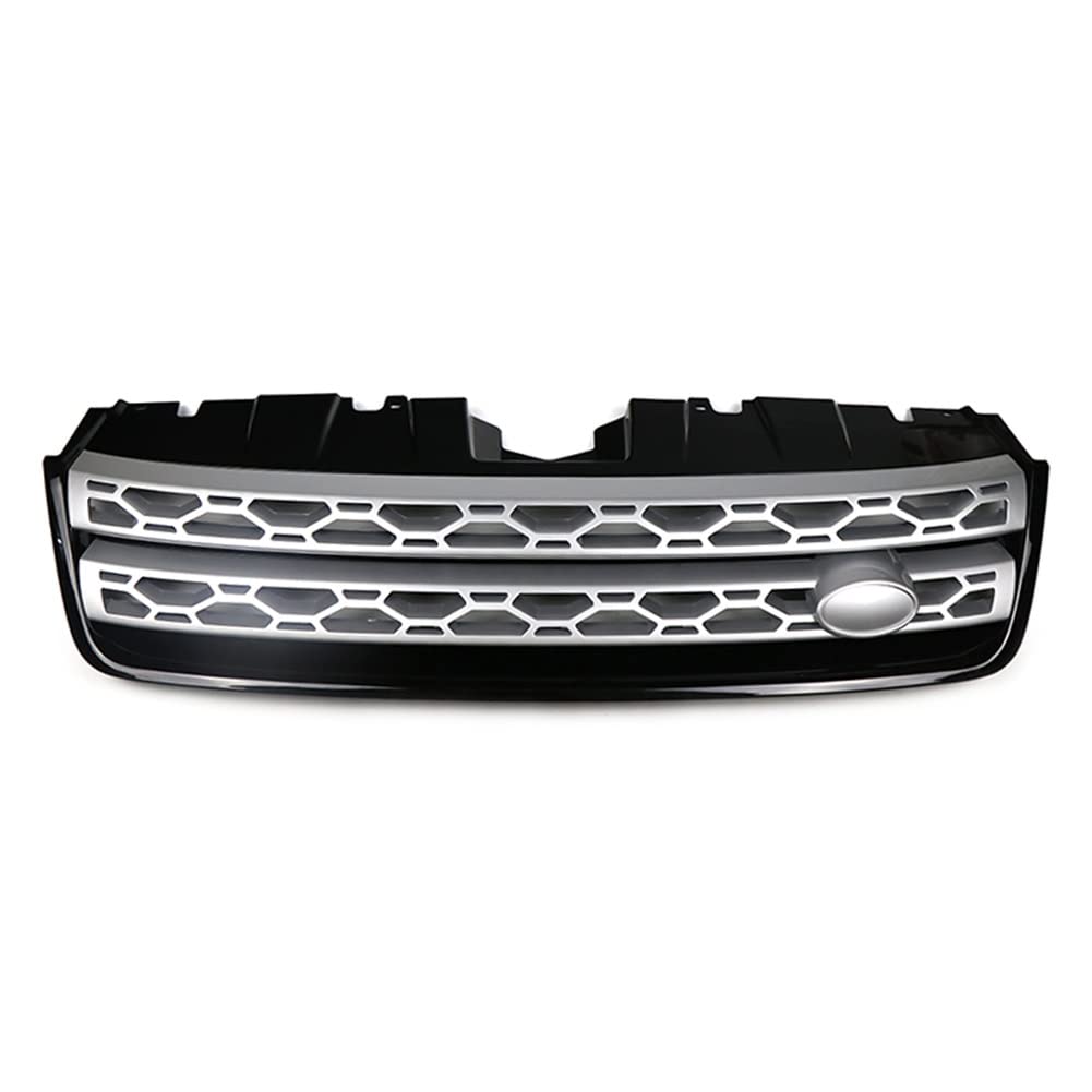 ZUKPHBWYWK Autositzbezüge Kühlergrill Vorne Oben Racing Grill Car Styling Mit Logo Für L&and Rover Für Discovery Für Sport Für L550 2015-2019 Sitzbezug(Black Silver) von ZUKPHBWYWK