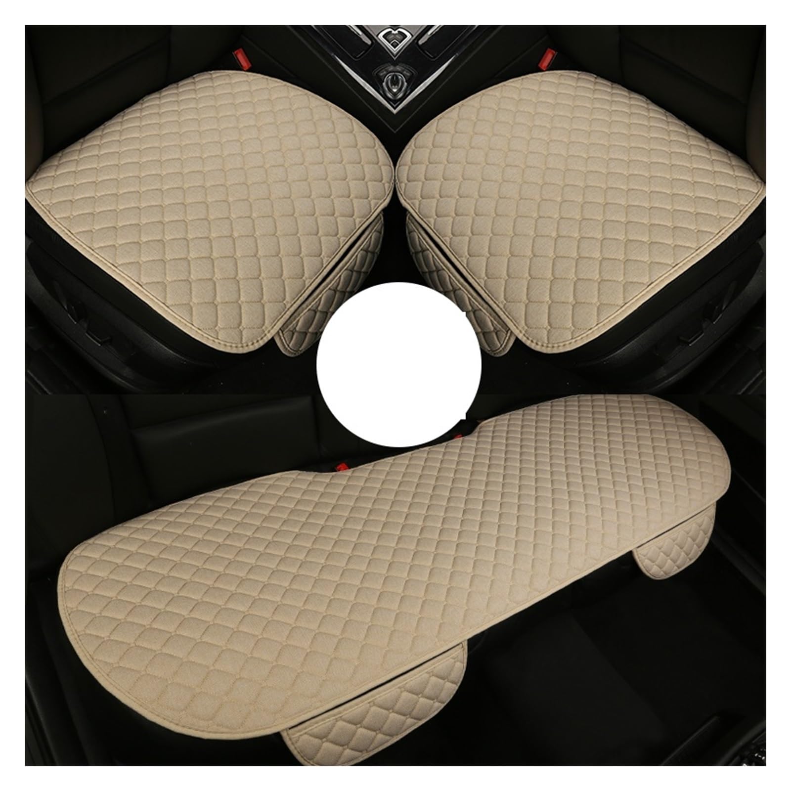 ZUKPHBWYWK Autositzbezüge Universal Auto Sitzbezug Schutz Rückenlehne Vorne Hinten Sitz Zurück Taille Waschbar Kissen Pad Matte Auto Vier Jahreszeiten. Sitzbezug(Beige,3PCS Include) von ZUKPHBWYWK