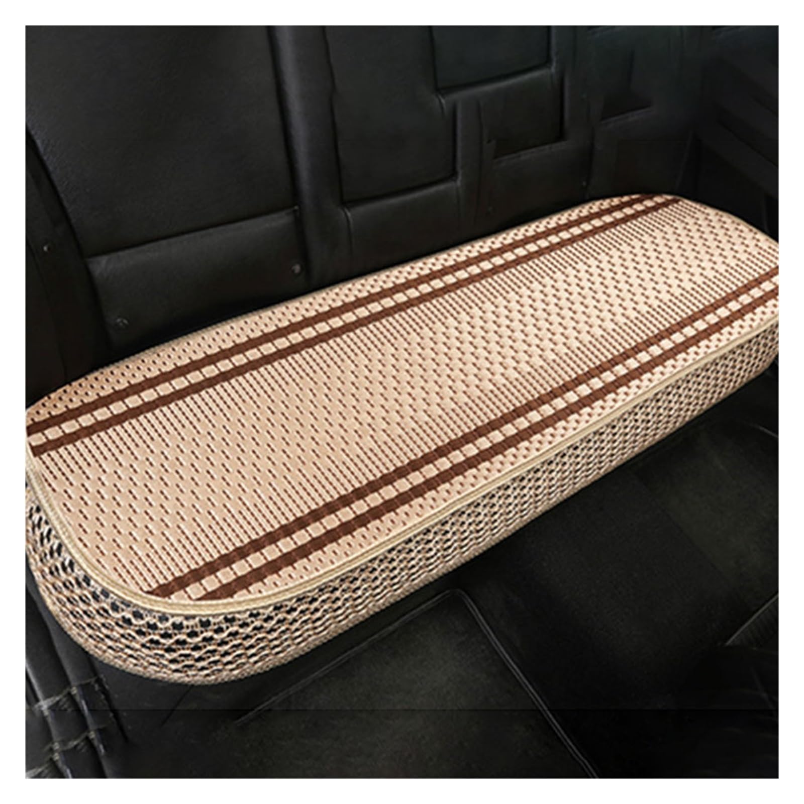 ZUKPHBWYWK Autositzbezüge Universal-Autositzkissen, Sommer-Eisseide, kühl, atmungsaktiv, rutschfest, Sitzschutzmatte, Autositzbezug. Sitzbezug(Beige,1xRear Seat Covers) von ZUKPHBWYWK