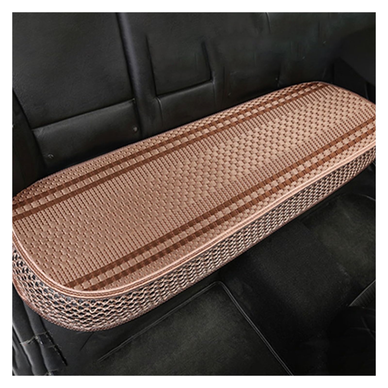 ZUKPHBWYWK Autositzbezüge Universal-Autositzkissen, Sommer-Eisseide, kühl, atmungsaktiv, rutschfest, Sitzschutzmatte, Autositzbezug. Sitzbezug(Braun,1xRear Seat Covers) von ZUKPHBWYWK