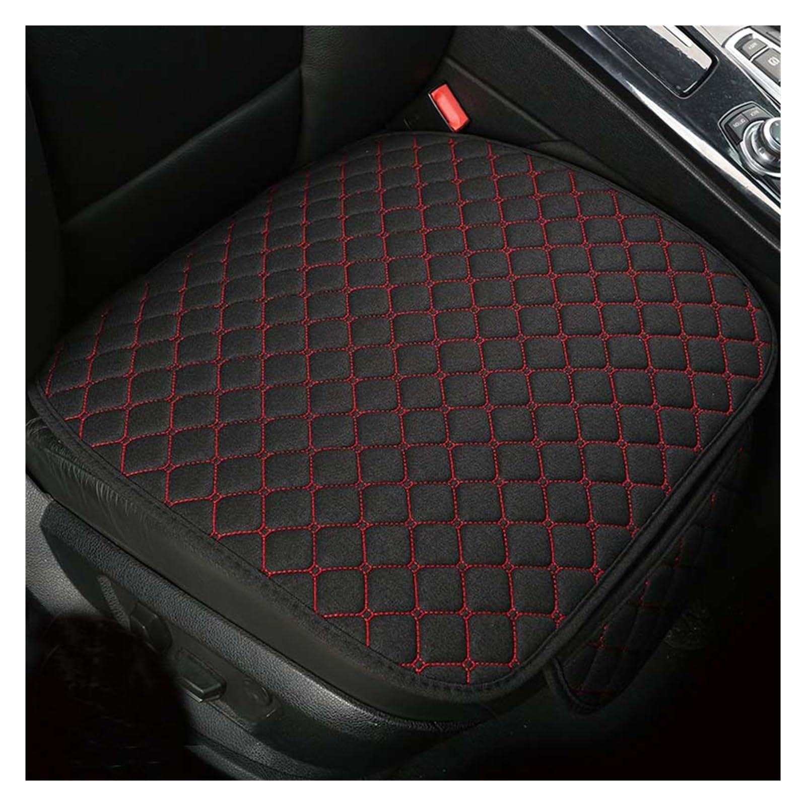 ZUKPHBWYWK Autositzbezüge Universal Flachs Auto Sitz Abdeckung Automobil Sitz Rückenlehne Kissen Pad Matte Für Auto Vorne Auto Styling Innen. Sitzbezug(Black red,1xFront Seat Covers) von ZUKPHBWYWK