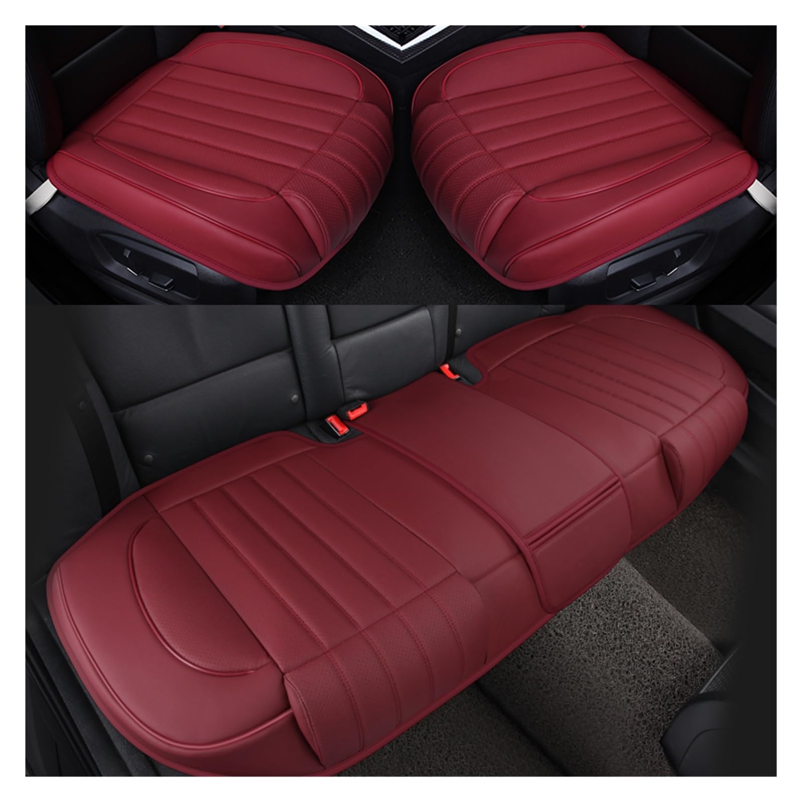 ZUKPHBWYWK Autositzbezüge Universelle Autositzbezüge, Auto-Sitzkissenmatte, atmungsaktiv, Auto-Vorder- und Rücksitzbezug. Sitzbezug(rot,Set of seat Covers) von ZUKPHBWYWK