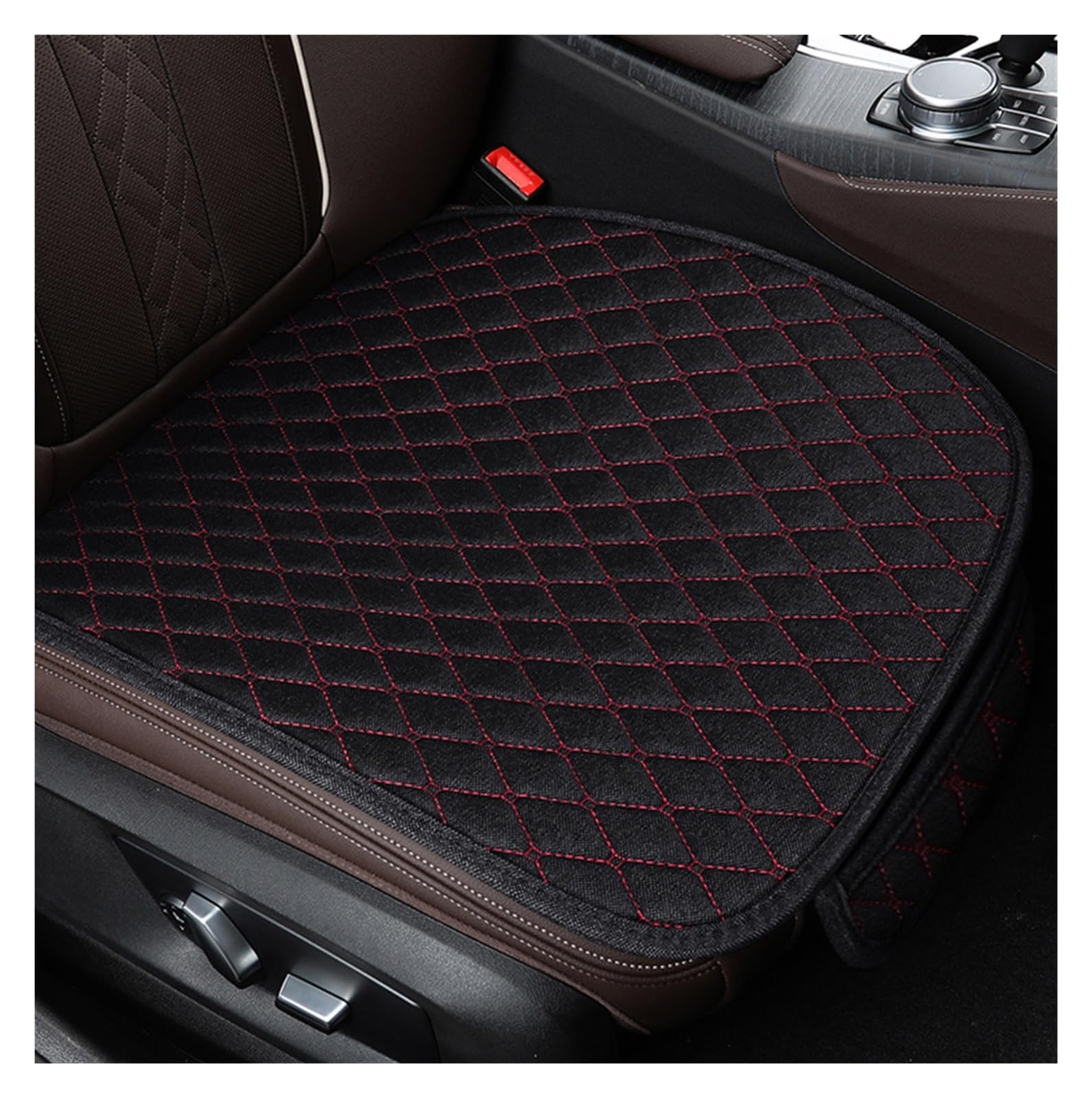 ZUKPHBWYWK Autositzbezüge Universelle Autositzbezüge aus Leinen für alle Jahreszeiten, Premium-Flachs-Fahrzeugsitzkissen, Rutschfester Schutz. Sitzbezug(Black Red,1xFront Seat Covers) von ZUKPHBWYWK