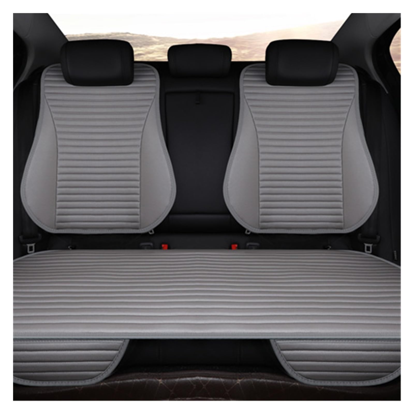 ZUKPHBWYWK Autositzbezüge Universeller Autositzbezug aus Pu-Leder, rutschfest, bleibt am Fahrzeug, wasserdicht, leicht zu reinigen, bewegt Sich Nicht. Sitzbezug(Grey,1 PCS Rear Seat Covers) von ZUKPHBWYWK