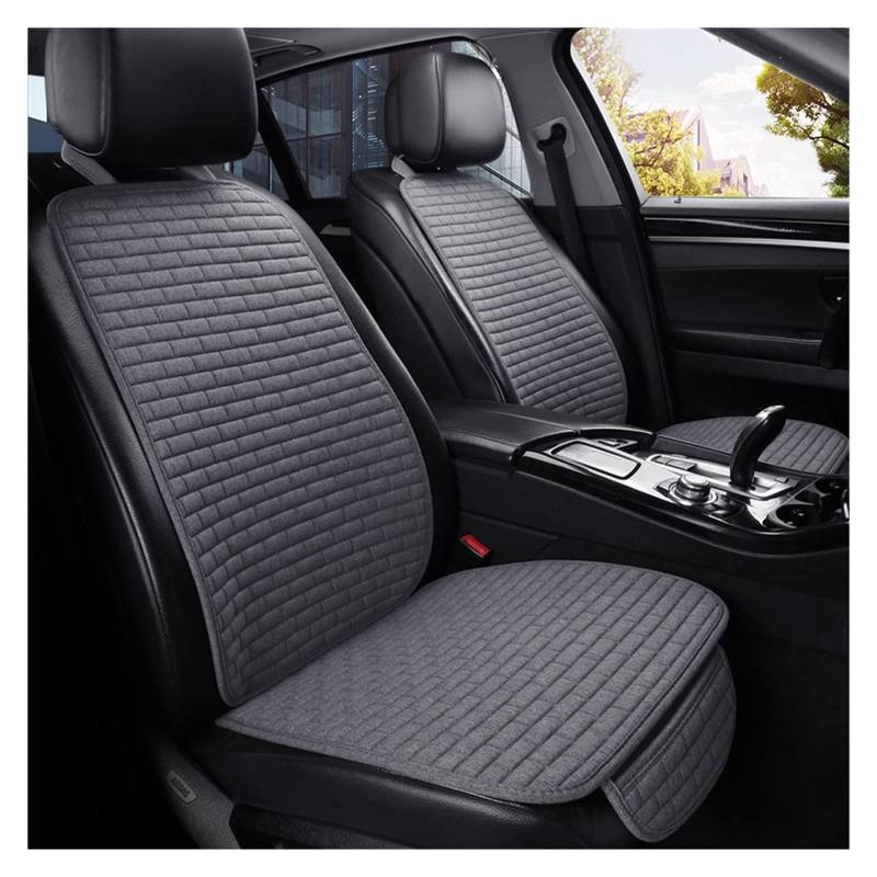 ZUKPHBWYWK Autositzbezüge Universeller Autositzbezug vorne/hinten, Flachs-Sitzschutzkissen, Autositzkissen-Schutzpolster, Autoabdeckungsmatte. Sitzbezug(Grey,2pcsFront Seat Covers) von ZUKPHBWYWK