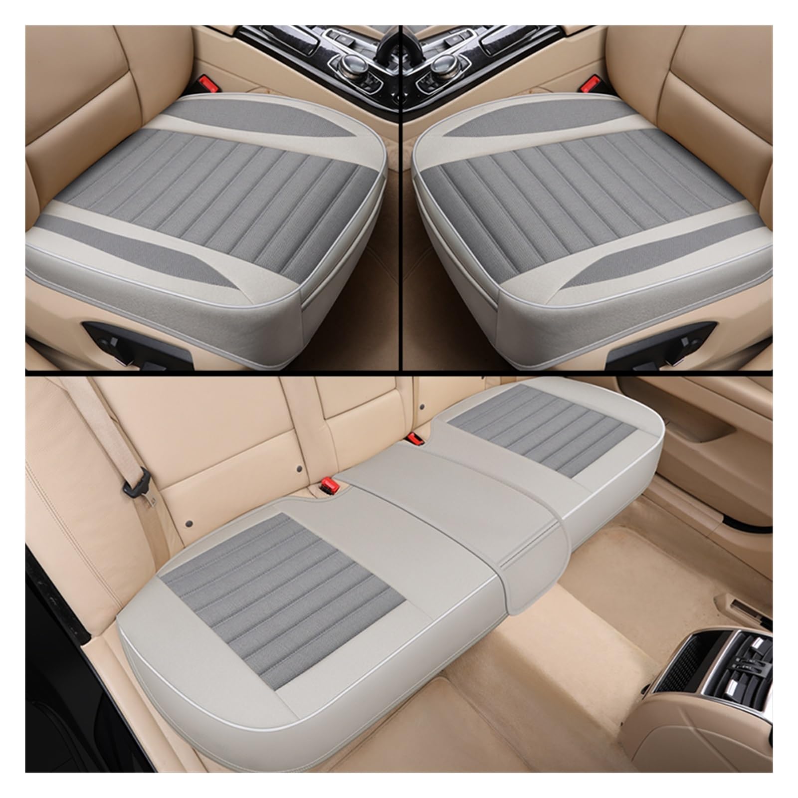 ZUKPHBWYWK Autositzbezüge Universeller Flachs-Autositzbezug, atmungsaktiv, Autositzkissenschutz, vorne und hinten, Verstellbarer Autostuhl. Sitzbezug(Grey,Set of seat Covers) von ZUKPHBWYWK