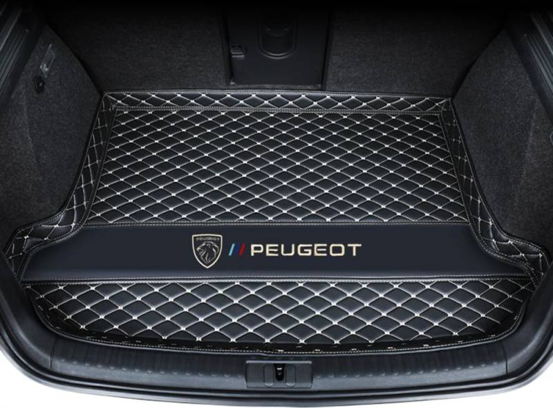 Auto Kofferraumwanne Kofferraummatte Kofferraumwanne für Peugeot 408X 2023 2024 Trunk Mat Leder VollstäNdige Einkreisung Heck Kofferraum ZubehöR,Bottom-BlackBeige von ZUMAHA