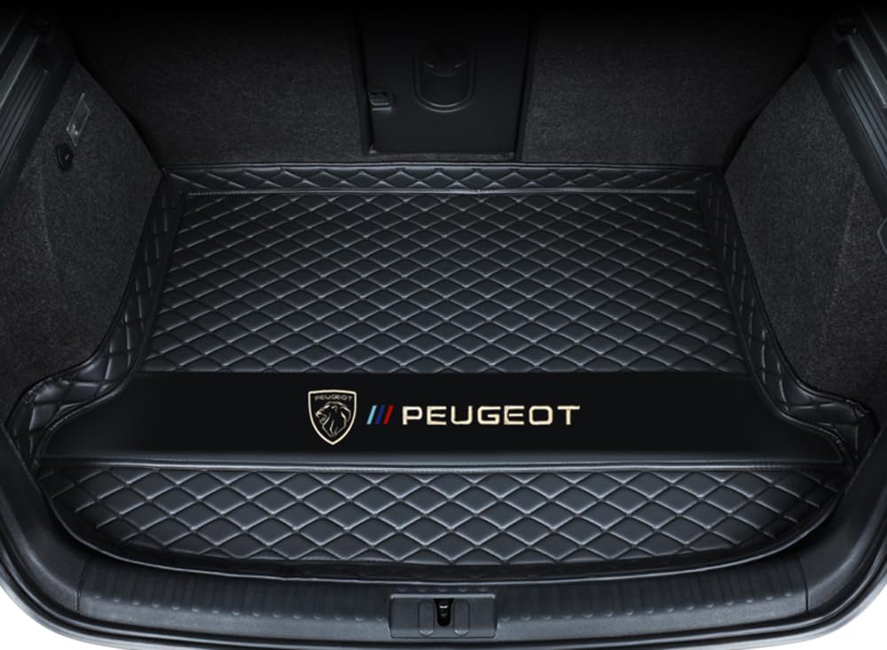 Auto Kofferraumwanne Kofferraummatte Kofferraumwanne für Peugeot 408X 2023 2024 Trunk Mat Leder VollstäNdige Einkreisung Heck Kofferraum ZubehöR,Bottom-Blackstyle von ZUMAHA