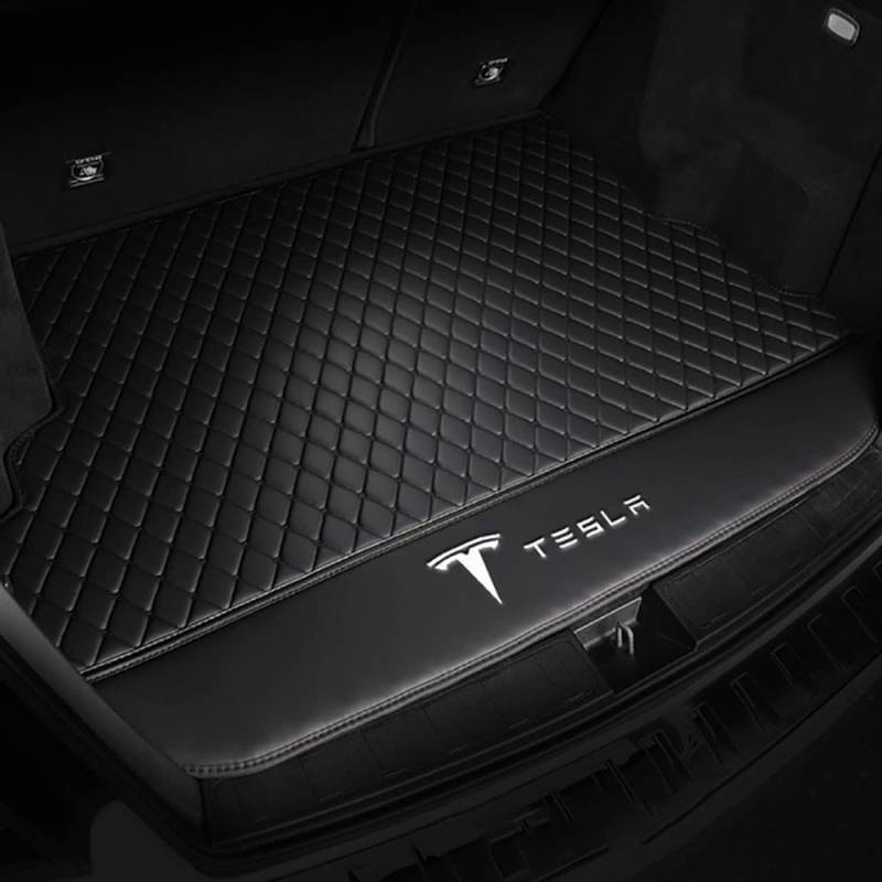 Auto Kofferraumwanne Kofferraummatte Kofferraumwanne für Tesla Model 3 Highland 2024 Trunk Mat Leder VollstäNdige Einkreisung Heck Kofferraum ZubehöR,Mainpad-Blackstyle von ZUMAHA