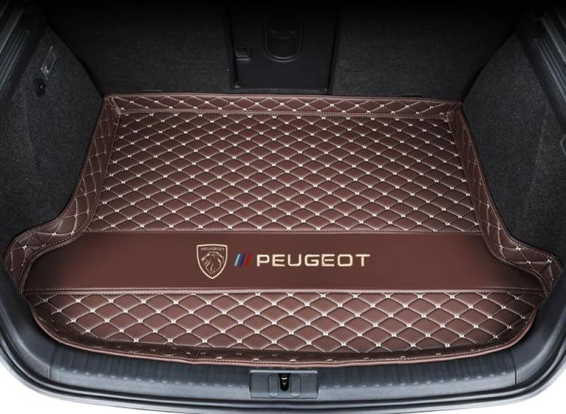 ZUMAHA Auto Kofferraumwanne Kofferraummatte Kofferraumwanne für Peugeot 408X 2023 2024 Trunk Mat Leder VollstäNdige Einkreisung Heck Kofferraum ZubehöR,Bottom-Coffeestyle von ZUMAHA